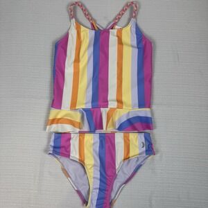 Hurley Girls Colorful Striped Tankini Size 14/16